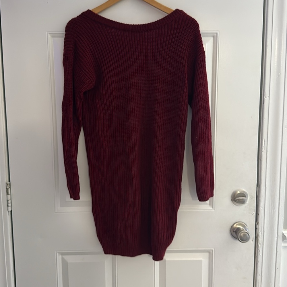 Lulu's Rich Red Knit Sweater Dress